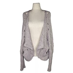 Hayden LA Lavender Open Knit Cardigan Sweater S/M Boho Slouchy Layering Cozy